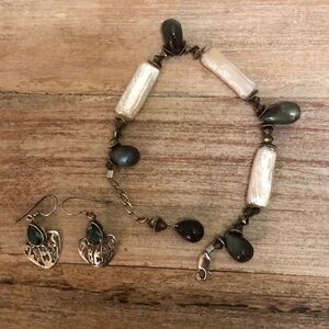 Sterling Silver Fresh Water Pearl Earrings and Bracelet